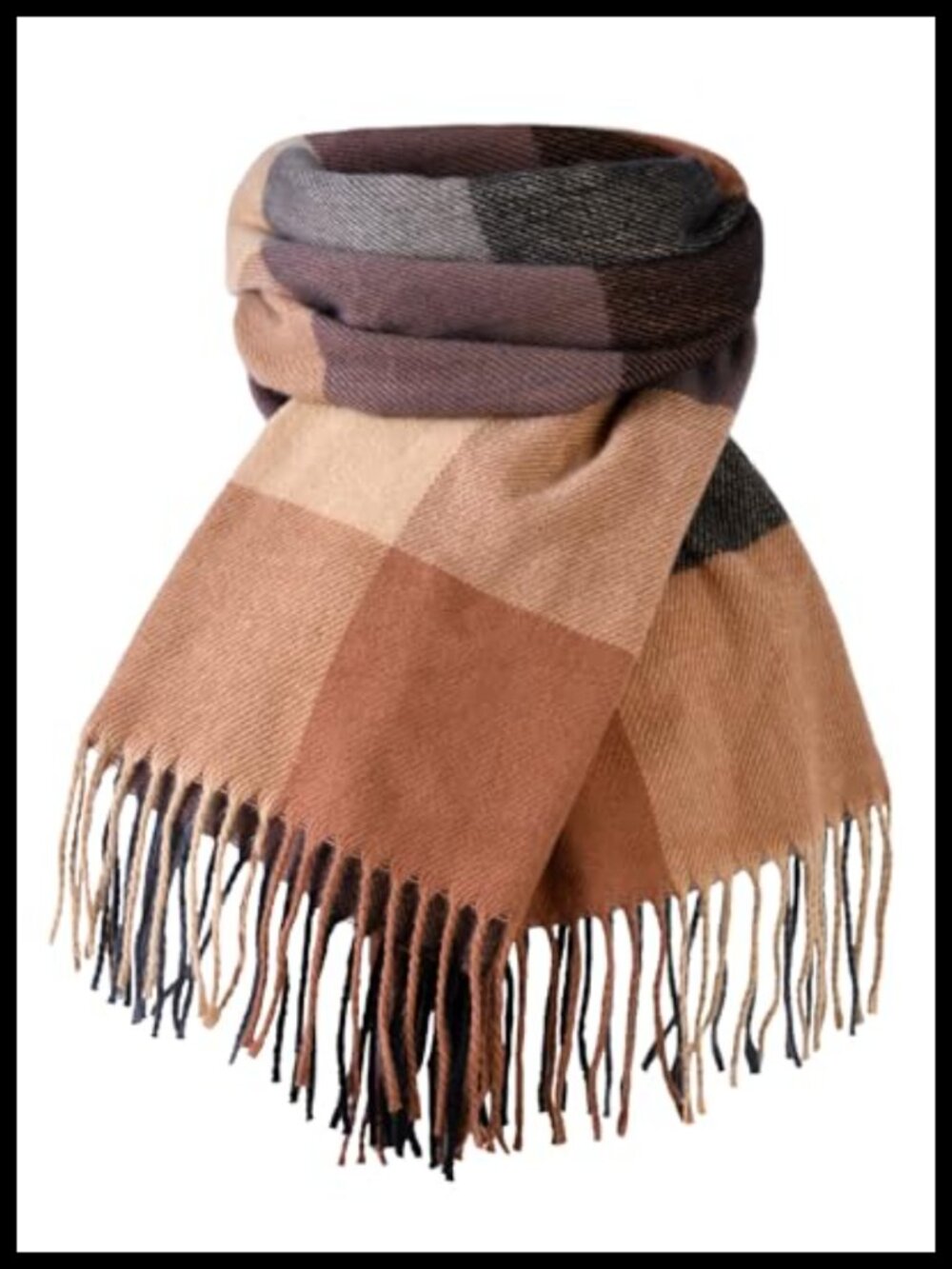 Plaid Tassel Scarf Oversized Shawl Wrap Acrylic Winter Scarf